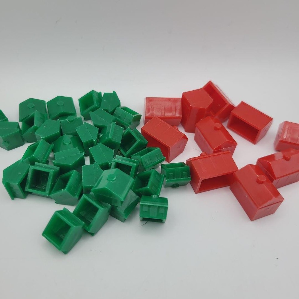 Monopoly Original Replacement Piece House Hotel Plastic Set Green Red